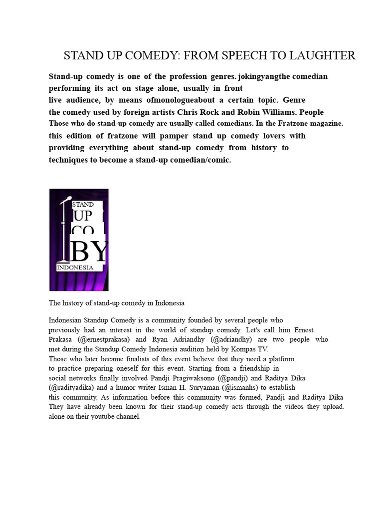 Stand Up Comedy | PDF | Humour | Entertainment