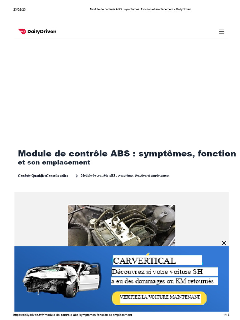 Symptômes et fonction du module ABS | PDF | Système anti-blocage des ...