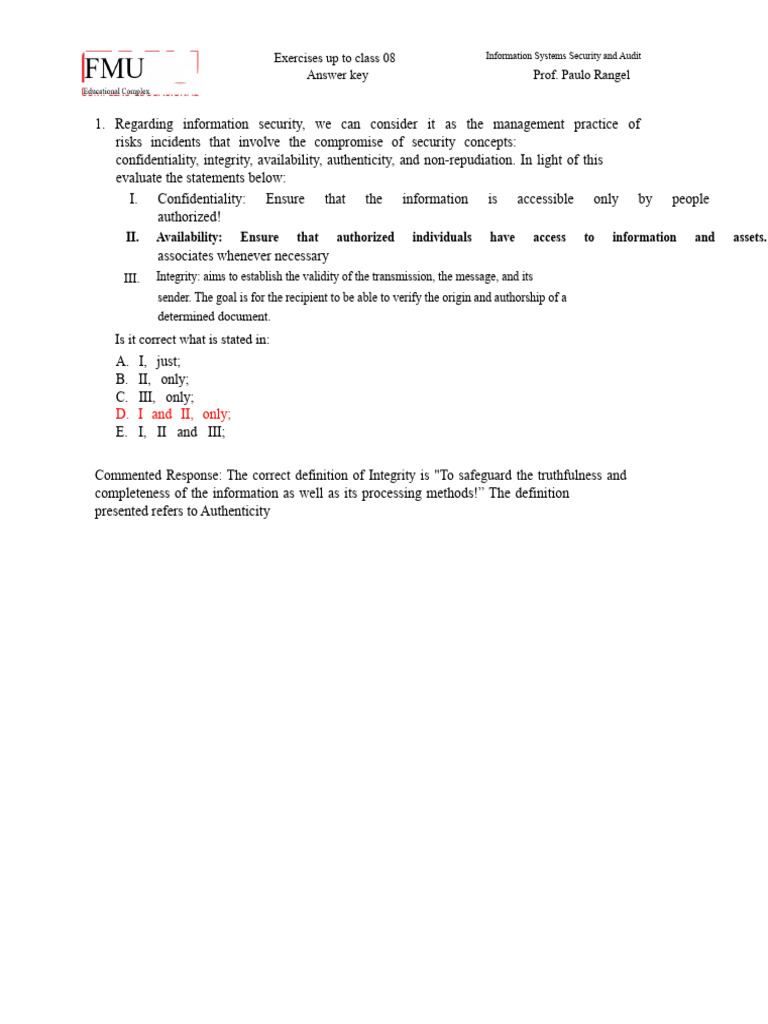 Information Security Exercises & Answers | PDF | Cryptography | Public ...