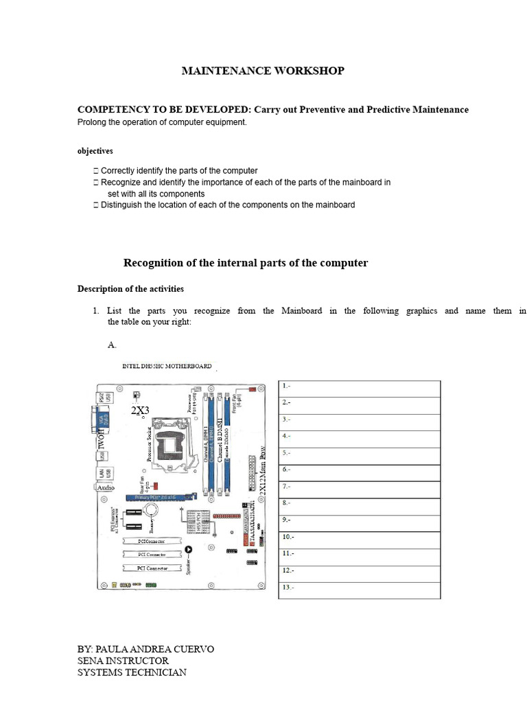 Activity of Recognizing The Internal Parts of The PC | PDF | Computing ...