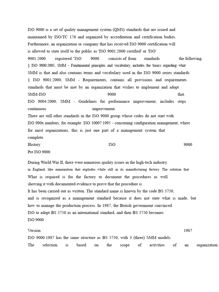 Overview of ISO 9000 Standards | PDF | Quality Management | Quality ...