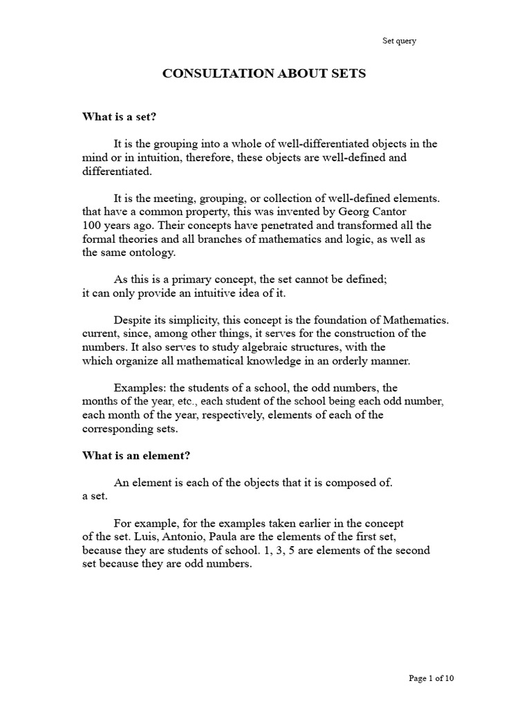 Sets For Elementary School | PDF | Set (Mathematics) | Mathematics