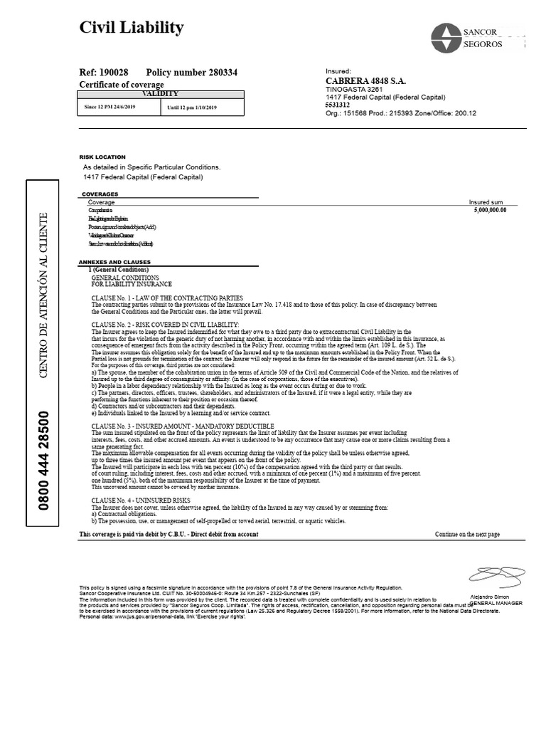 Civil Liability Insurance | PDF | Insurance | Water Heating