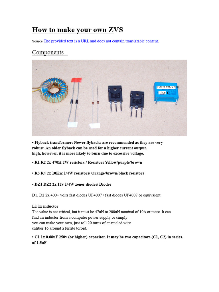 DIY ZVS Driver Circuit Guide | PDF | Capacitor | Electrical Engineering
