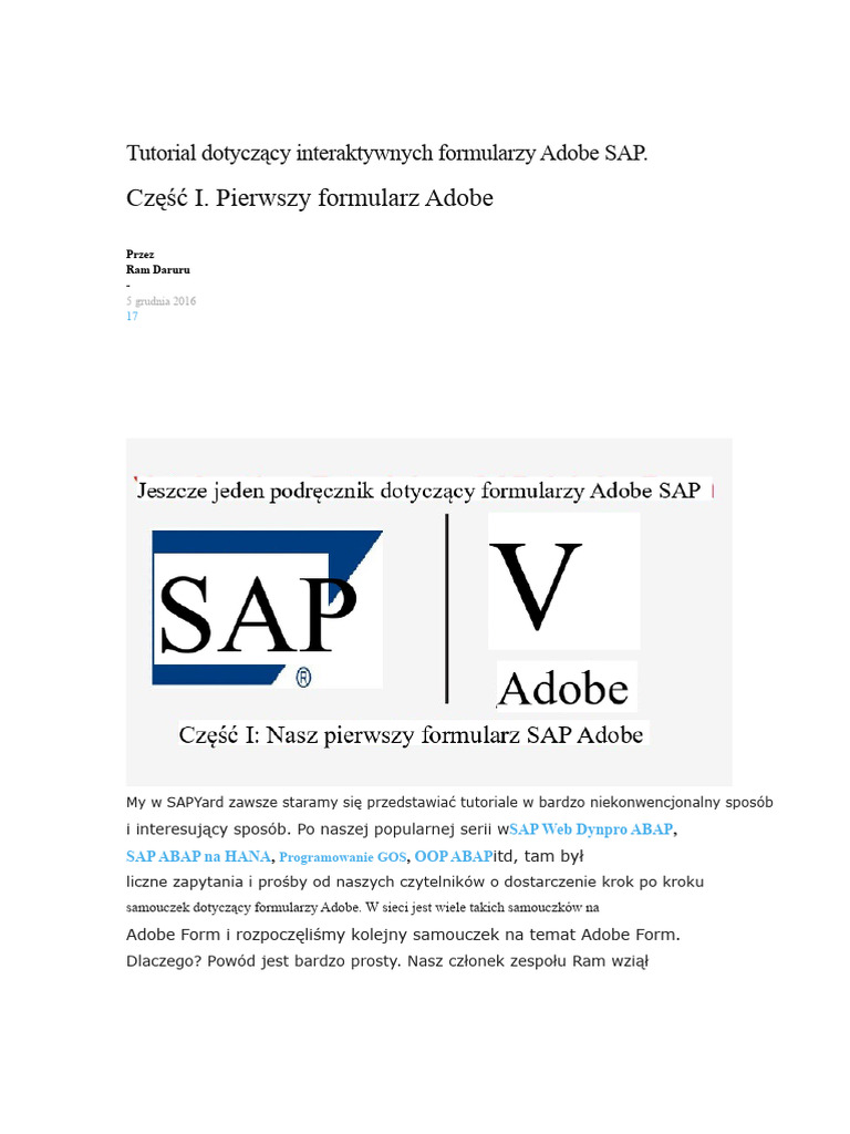 SAP Adobe Interactive Form Tutorial - Część 1 | PDF