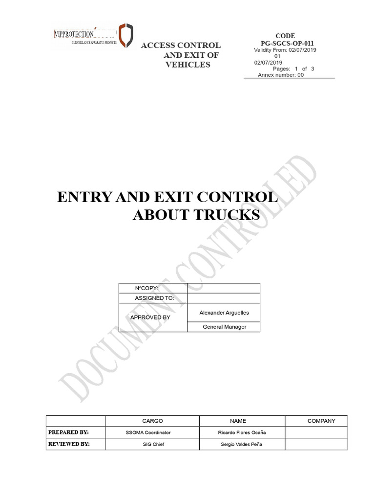 Vehicle Access Control Procedures | PDF | Transport