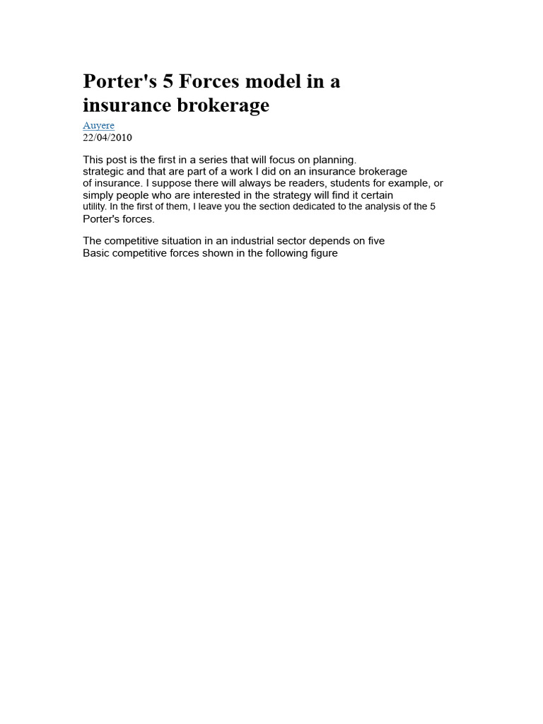 Porter's 5 Forces in Insurance Brokerage | PDF | Private Sector | Economies