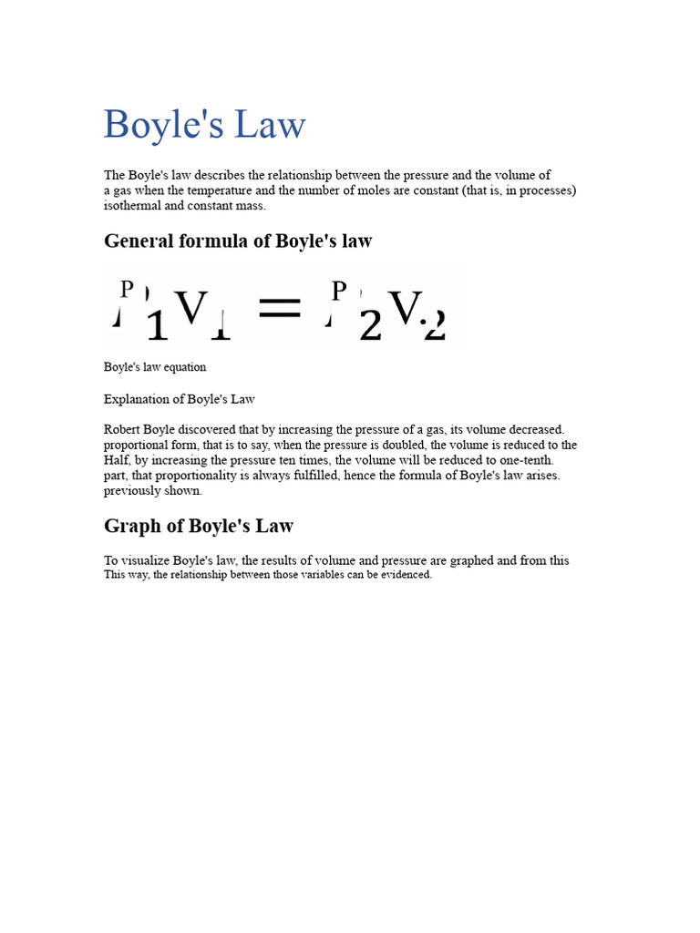Boyle's Law | PDF | Gases | Pressure