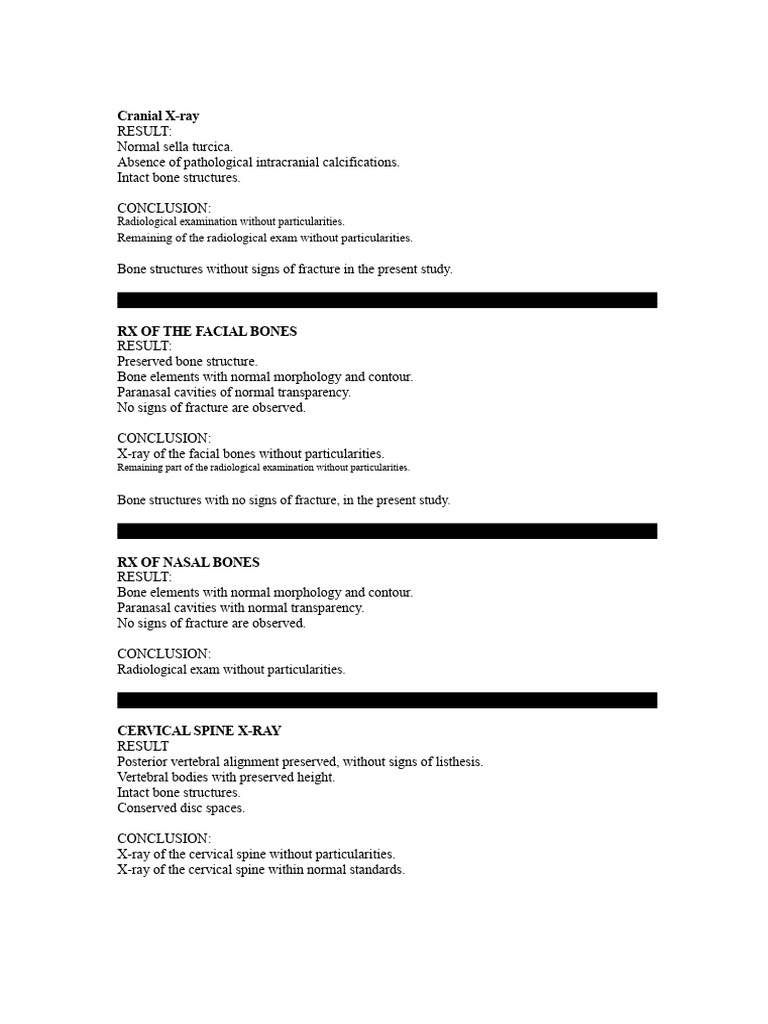 Comprehensive X-ray Findings Report | PDF | Vertebra | Knee