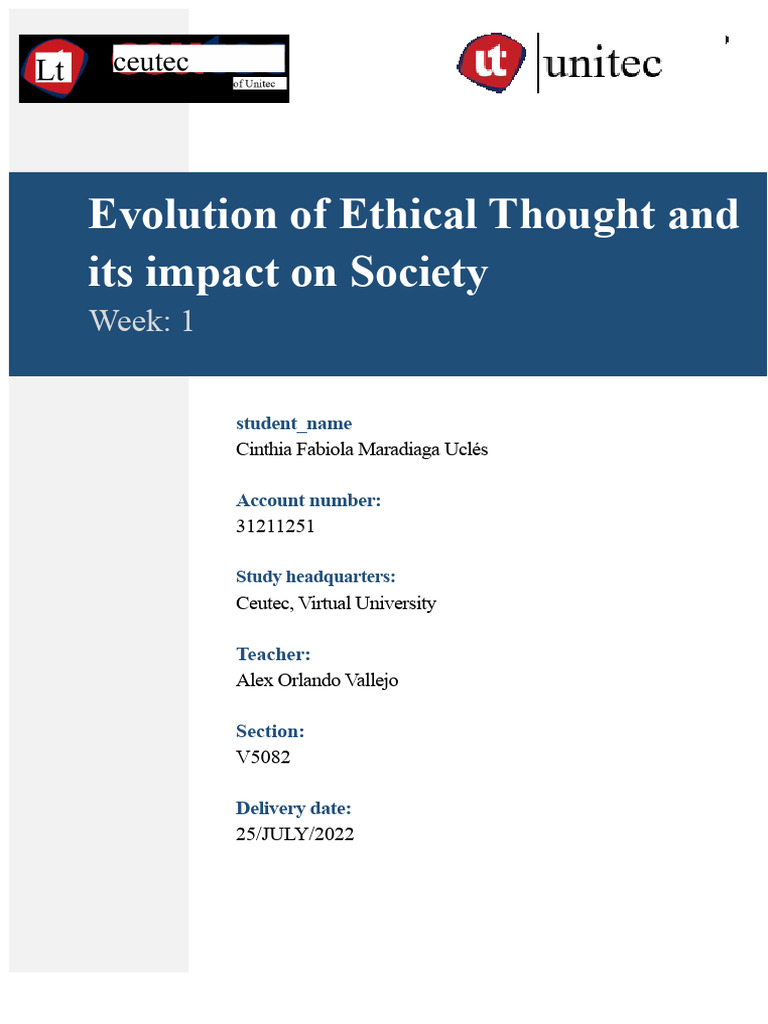 Task 1 Evolution of Ethical Thinking and Its Impact On Society. PDF