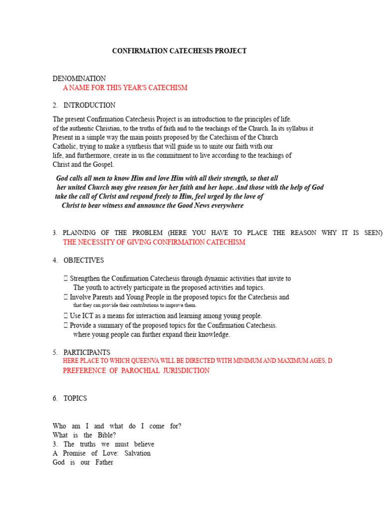 Confirmation Catechesis Project | PDF | Catechism | Confirmation