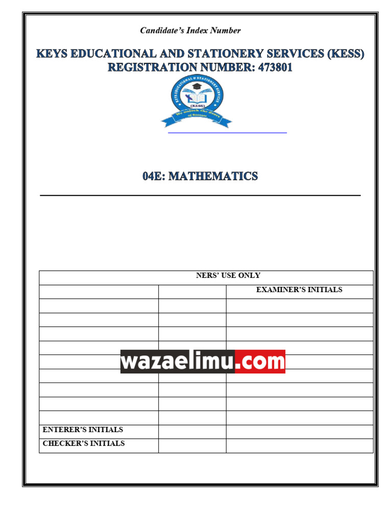 Kess Pre Psle 2025 Mathematics | PDF