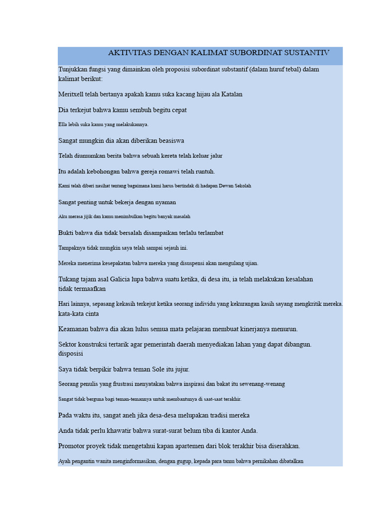 Kegiatan Subordinat Substantif | PDF