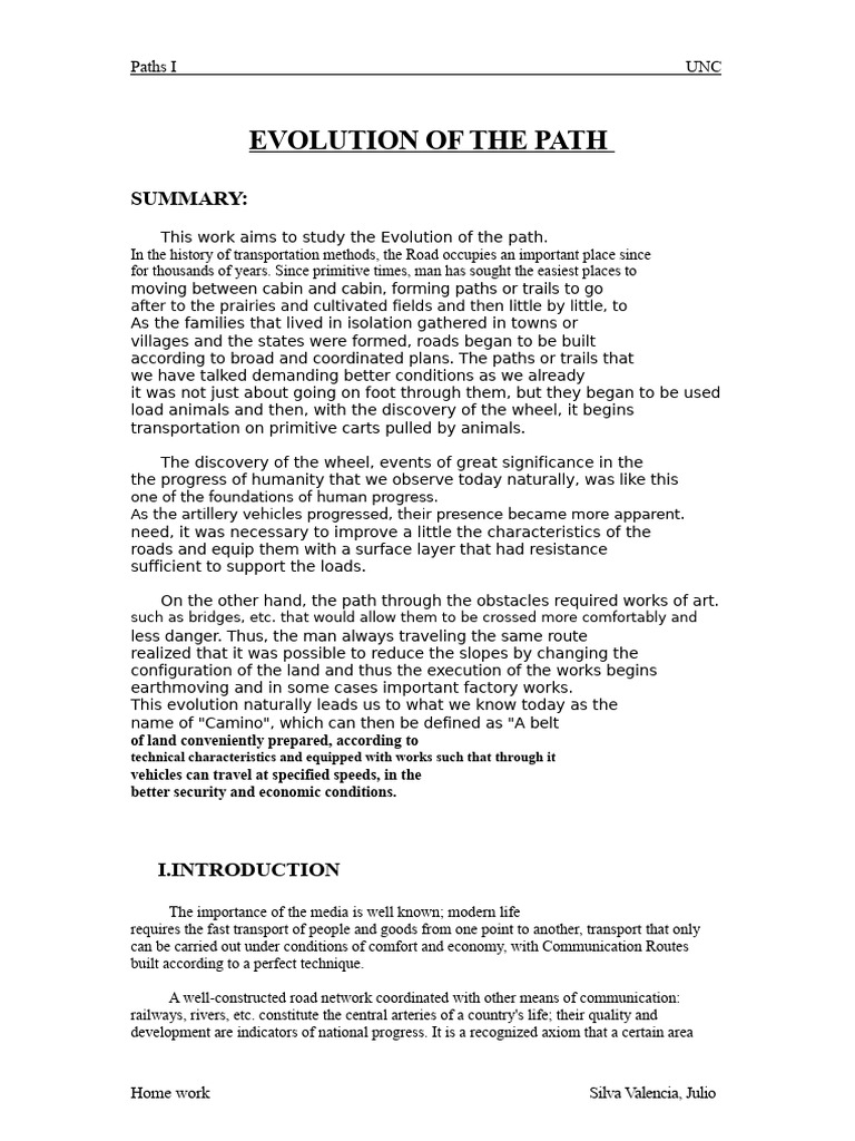 Evolution of The Path Report | PDF | Road Surface | Road