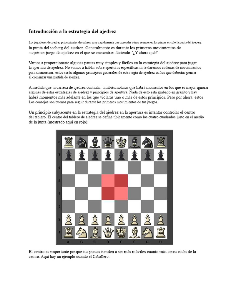 Introducción A La Estrategia Del Ajedrez | PDF | Estrategia de ajedrez ...