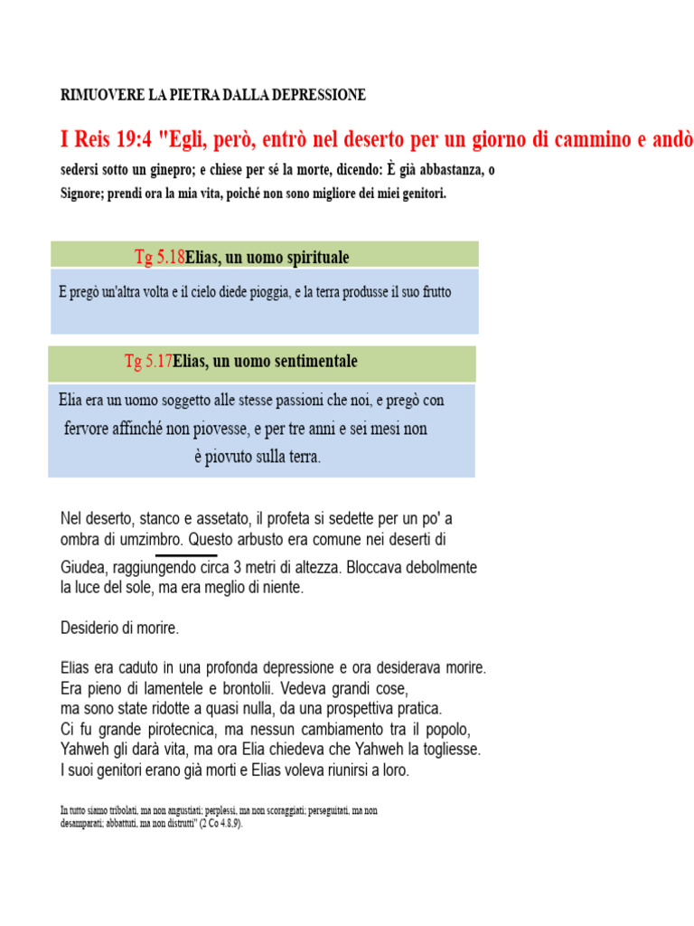 Rimuovendo La Pietra Della Depressione I Rs 19-4 - RIASSUNTO | PDF