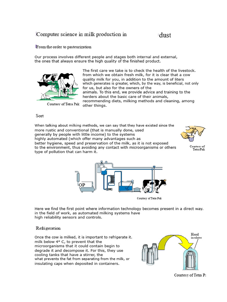 Process For The Production of Powdered Milk | PDF | Milk | Water