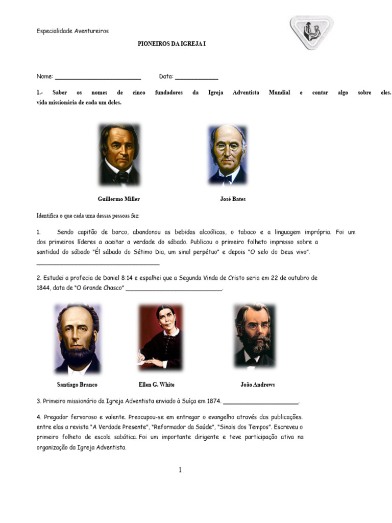 Fundadores da Igreja Adventista e Reformadores | PDF | Igreja ...