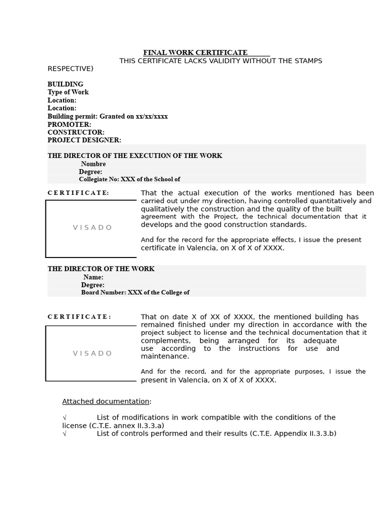 Final Work Certificate Validation | PDF