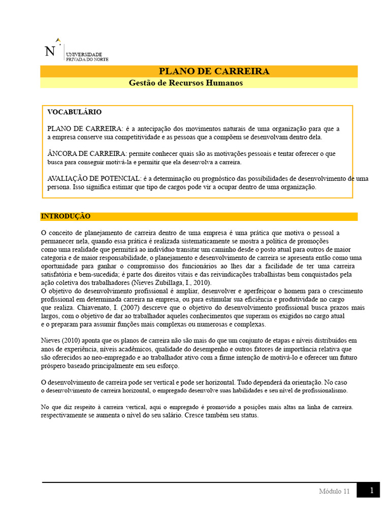 Plano de Carreira PDF | PDF | Gestão de recursos humanos | Competência ...