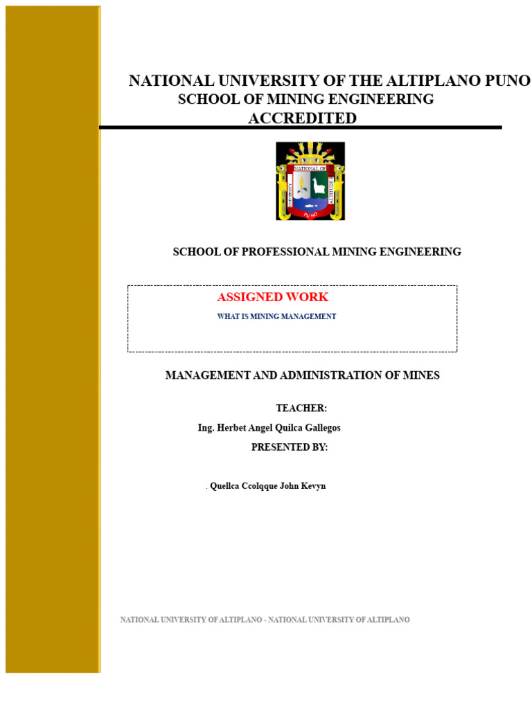 Mining Management Overview and Functions | PDF | Occupational Safety ...