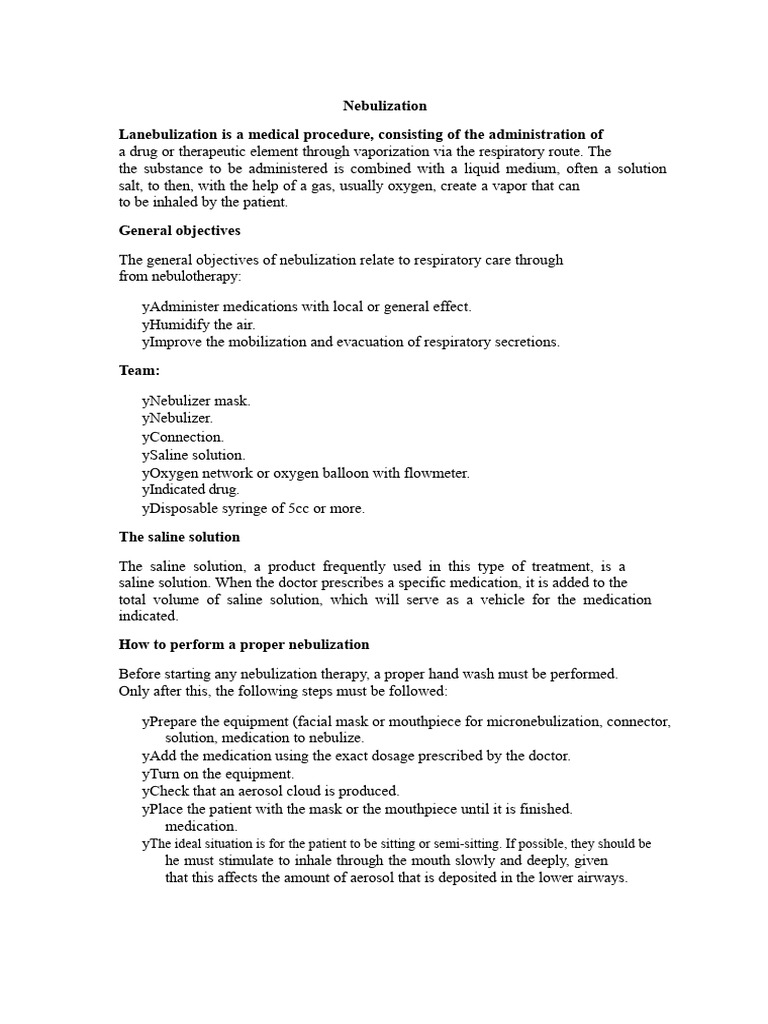 Nebulization Therapy Guide and Techniques | PDF | Clinical Medicine