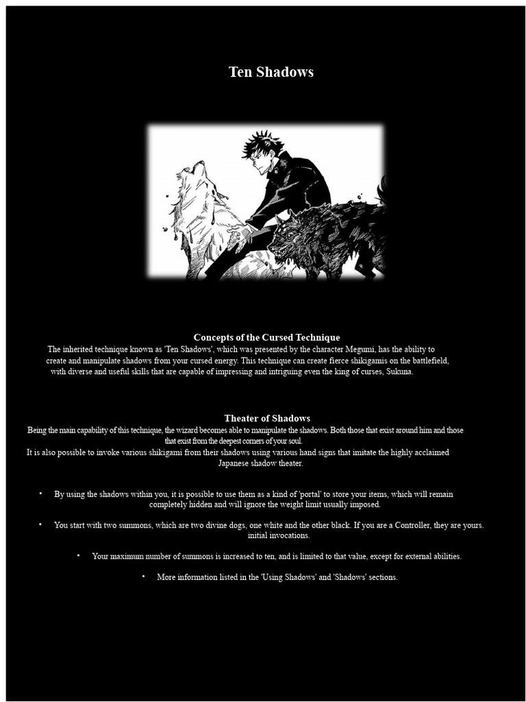 Ten Shadows: Mastering Cursed Techniques | PDF | Frog | Snake