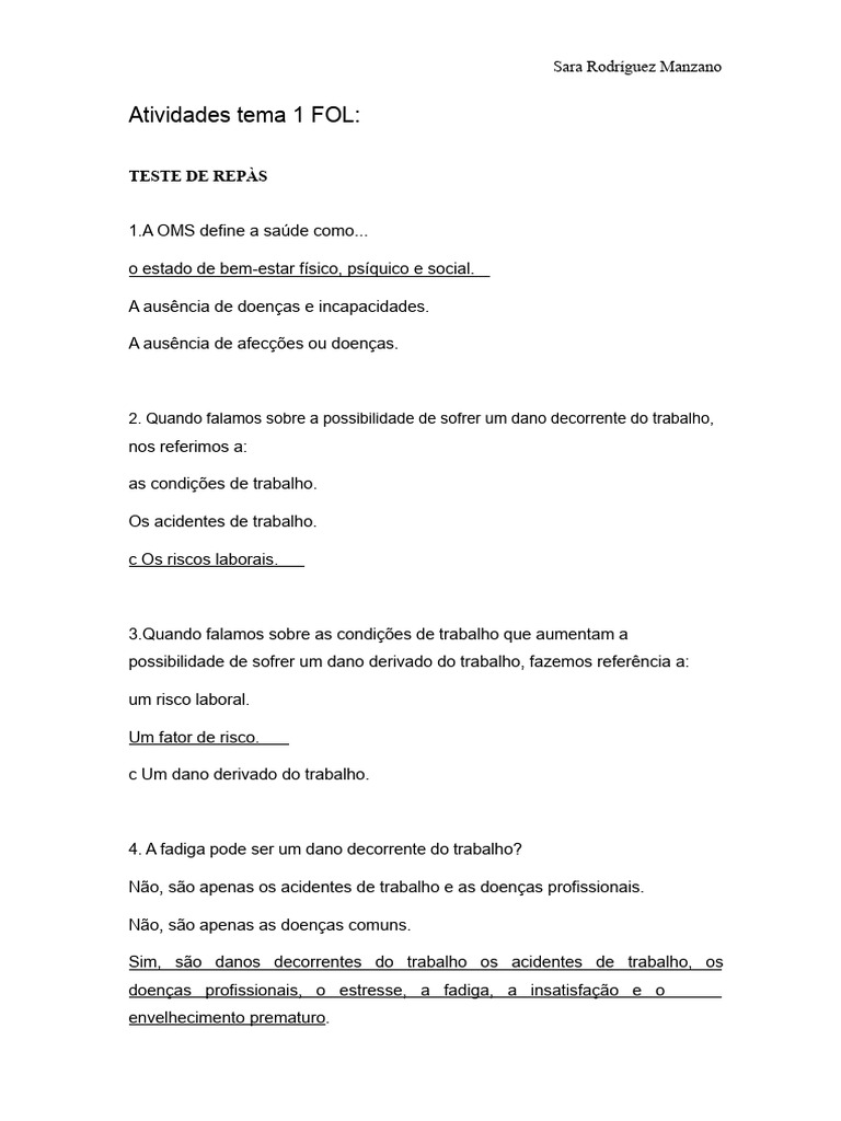 Atividades Tema 1 FOL | PDF