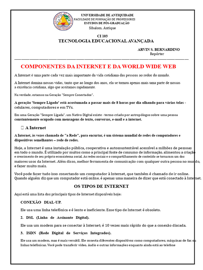 Internet e Educação: Impactos e Usos | PDF | Internet | Rede mundial de ...