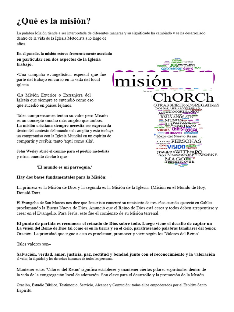Concepto y Valores de la Misión Cristiana | PDF | Cristo (título) | Jesús