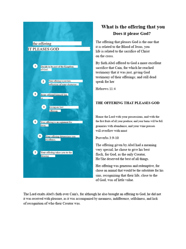 What Is The Offering That Pleases GOD? | PDF | Sacrifice | Jesus