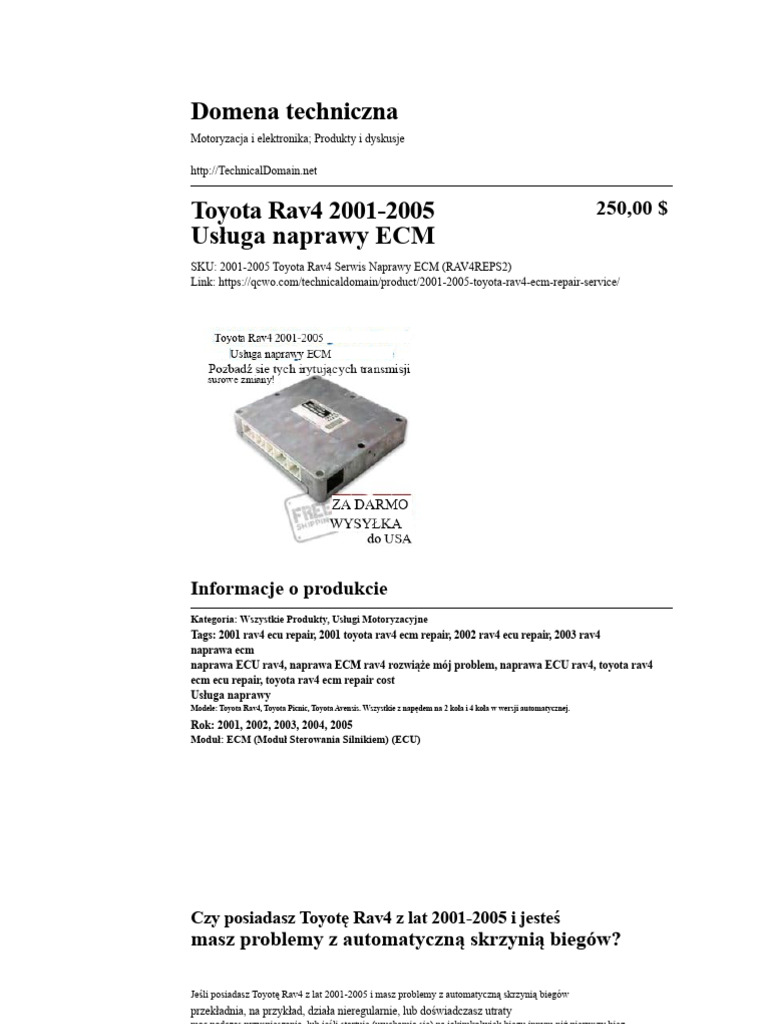 Serwis Naprawy ECM Toyota Rav4 2001-2005 - Dokumentacja Techniczna PDF ...