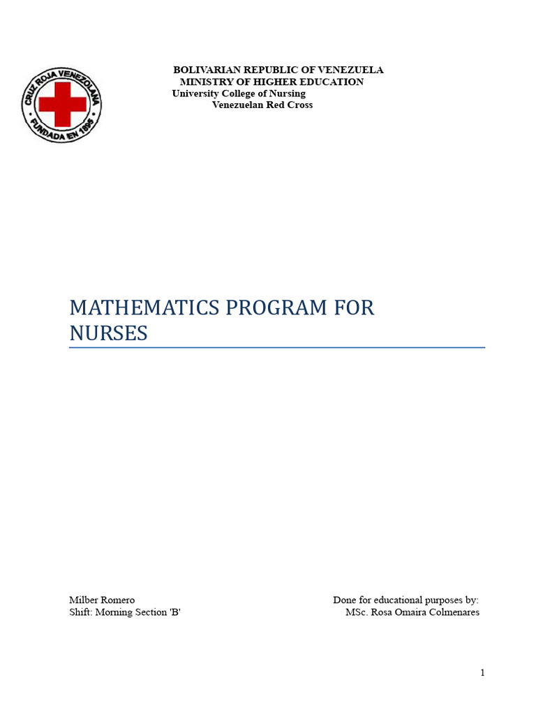 Mathematics For Nursing | PDF | Division (Mathematics) | Teaspoon