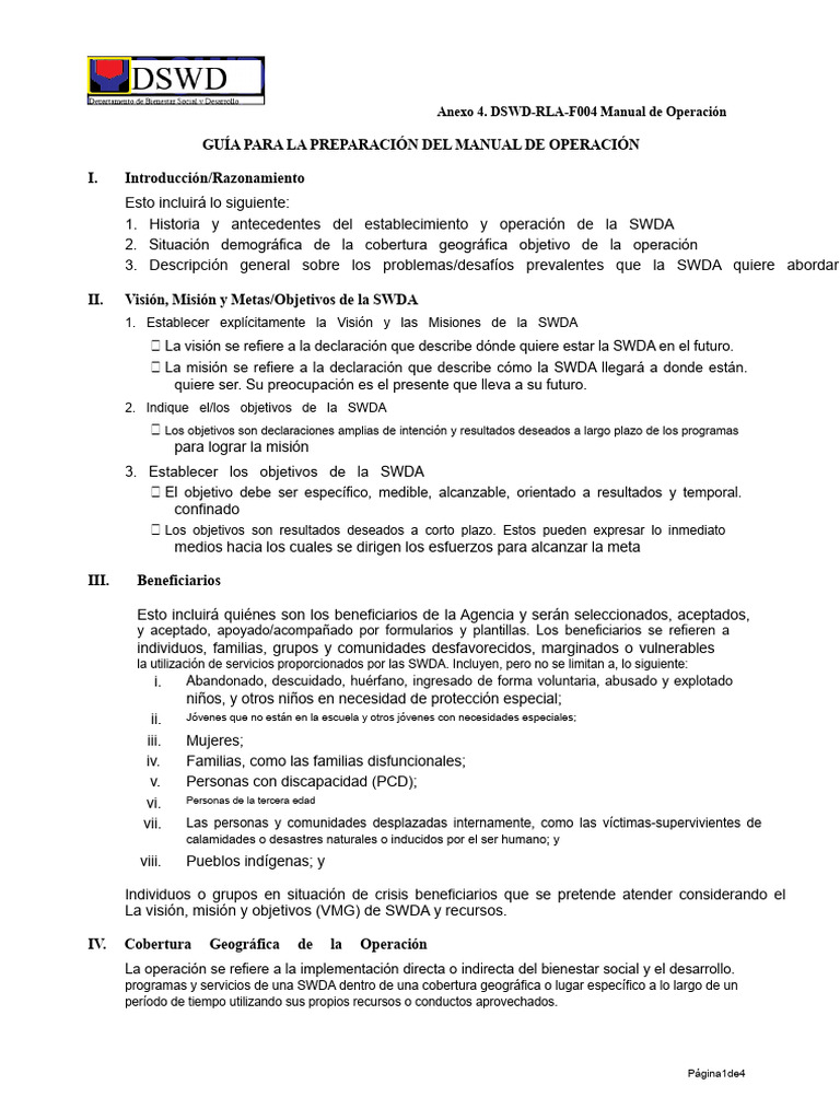 Manual de Operación SWDA: Guía Completa | PDF | Trabajo Social ...