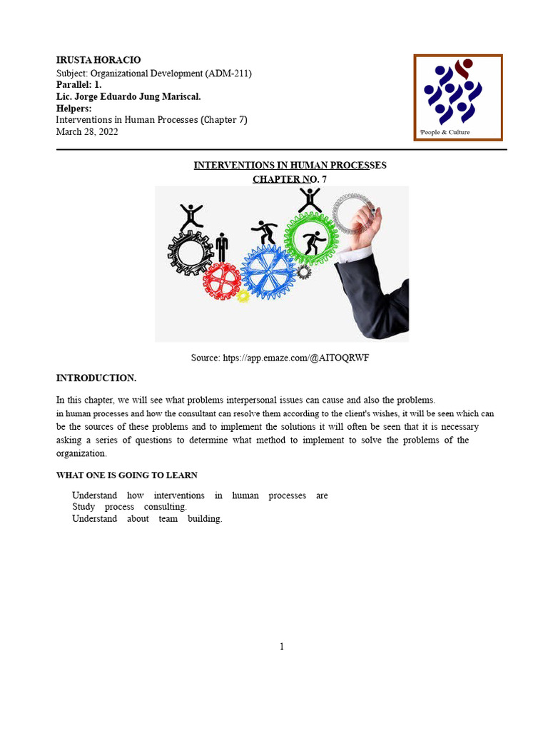 Interventions in Human Processes (Chapter 7) | PDF | Organization ...