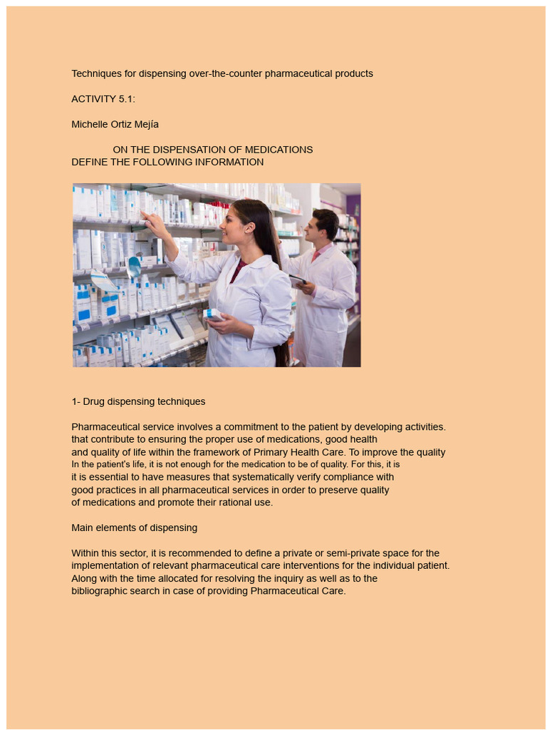 OTC Pharmaceutical Dispensing Techniques | PDF | Over The Counter Drug ...