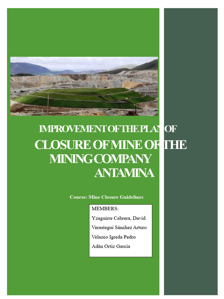 Antamina Mine Closure Plan Overview | PDF | Water | Mining