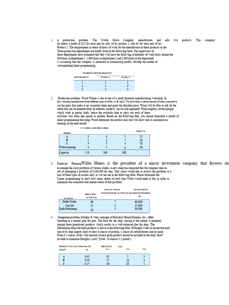 Linear Programming Models for Production Optimization | PDF ...