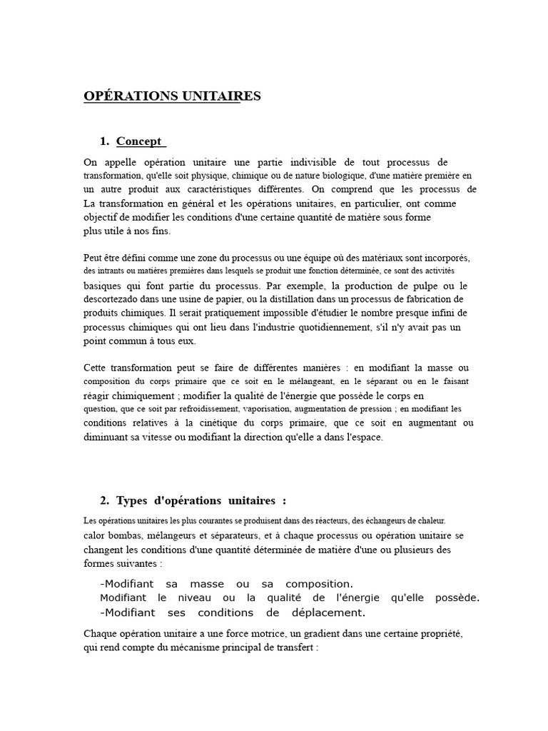 Définition des opérations unitaires | PDF | Thermomètre | mesure de ...