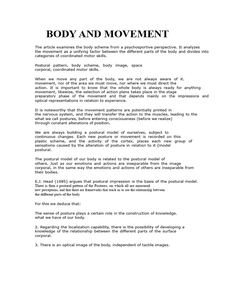 Body and Movement Text | PDF | Experience | Senses