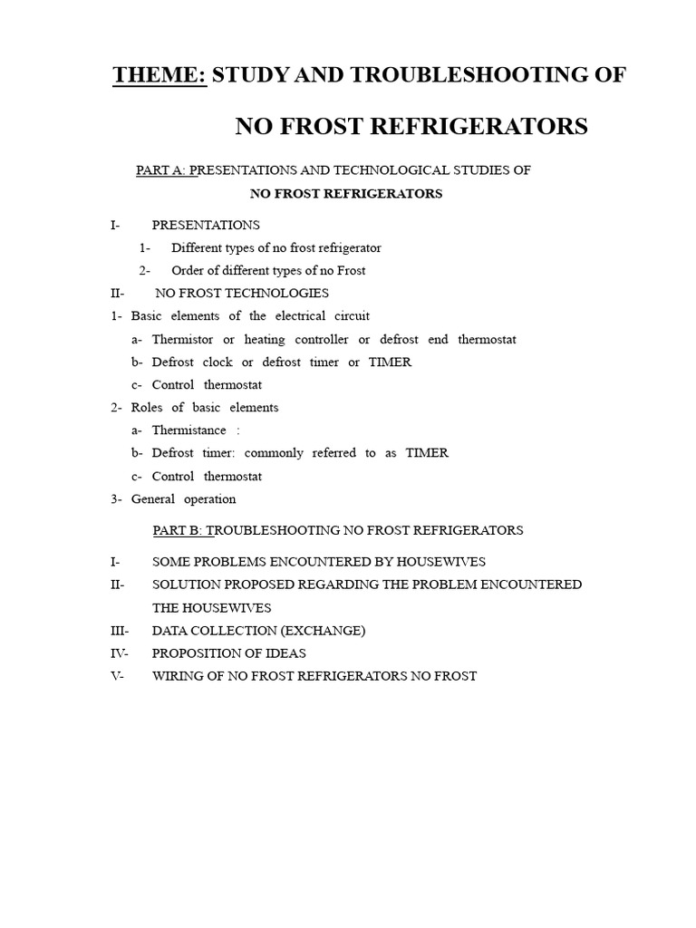 Study of No Frost | PDF | Refrigerator | Thermostat