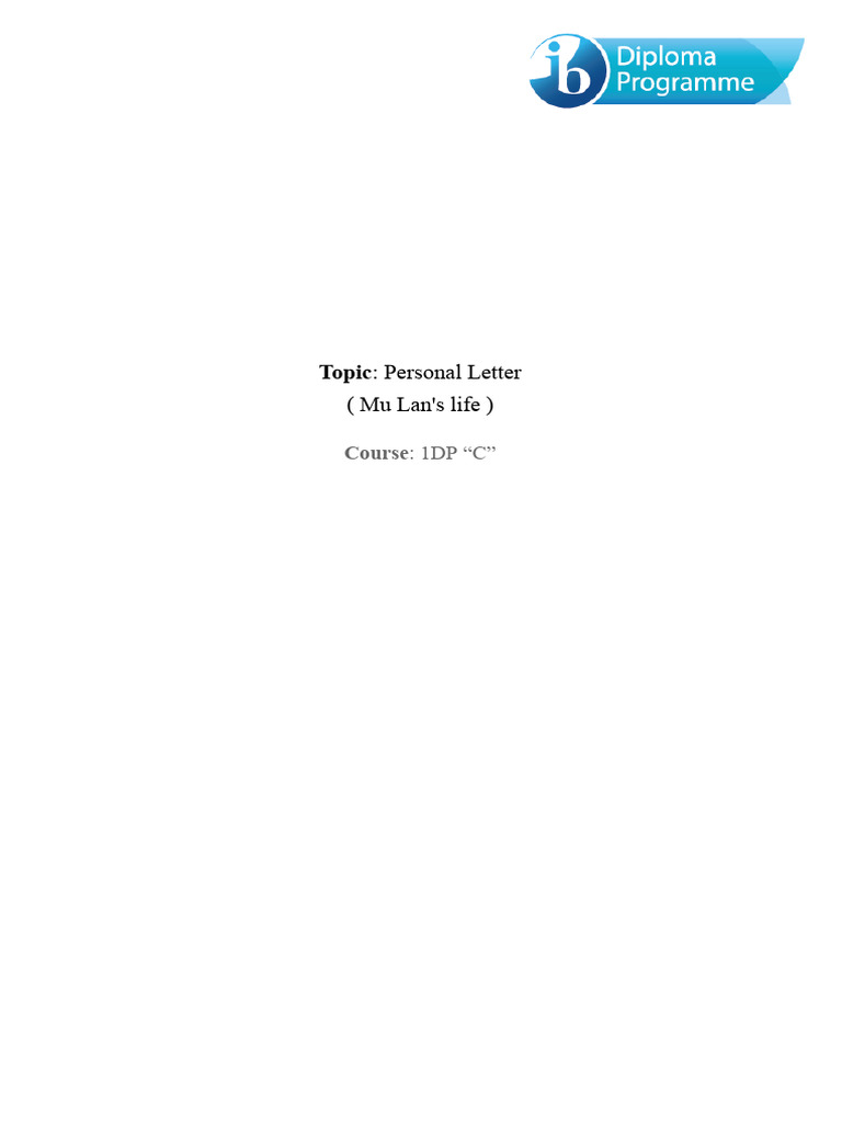 Personal Letter (Formato IB) | PDF