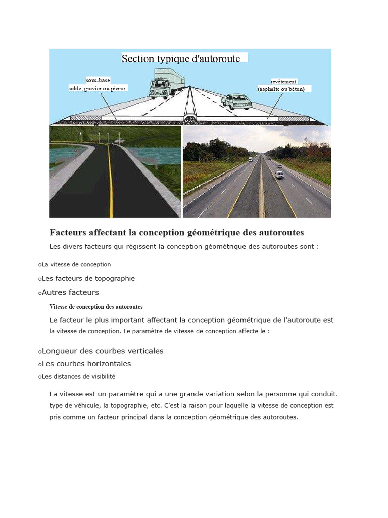 Facteurs de conception des autoroutes | PDF | Autoroute | Véhicules