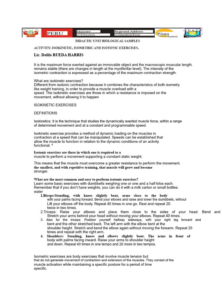 Examples of Isokinetic Exercises | PDF | Strength Training | Muscle ...
