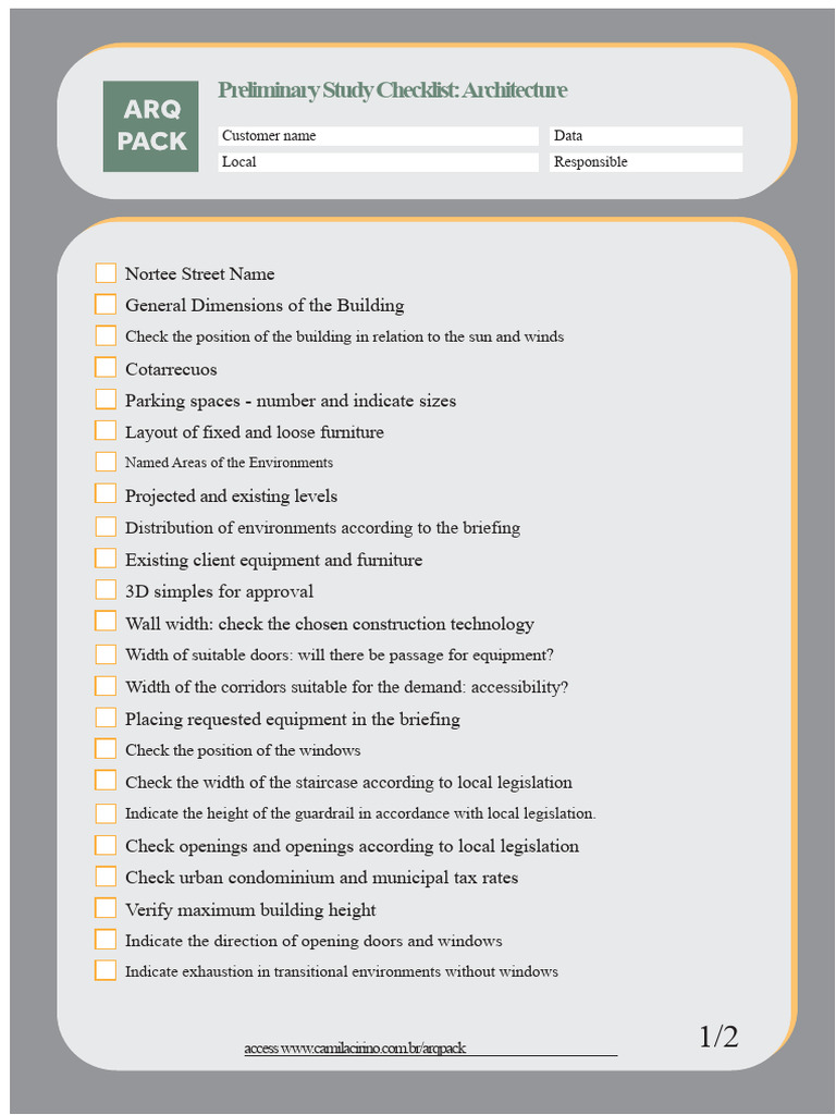 Pack Checklist 2.0 - Architecture | PDF