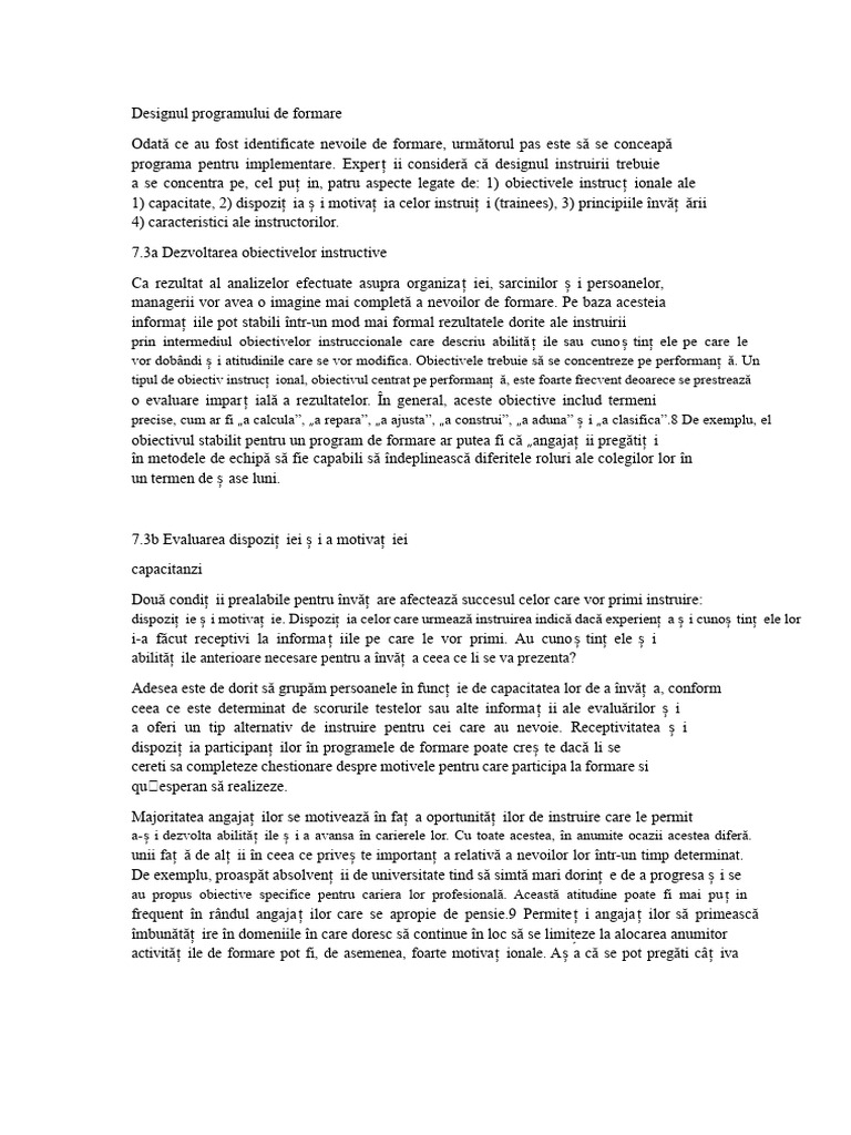 Designul Programului de Formare | PDF
