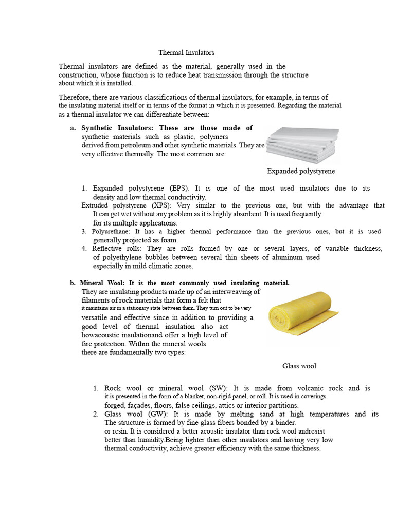 Types of Thermal Insulators Explained | PDF | Thermal Insulation ...