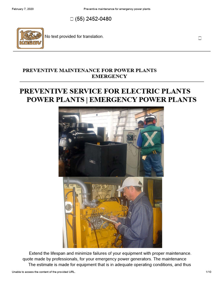 Preventive Maintenance for Power Plants | PDF | Power Station | Diesel ...