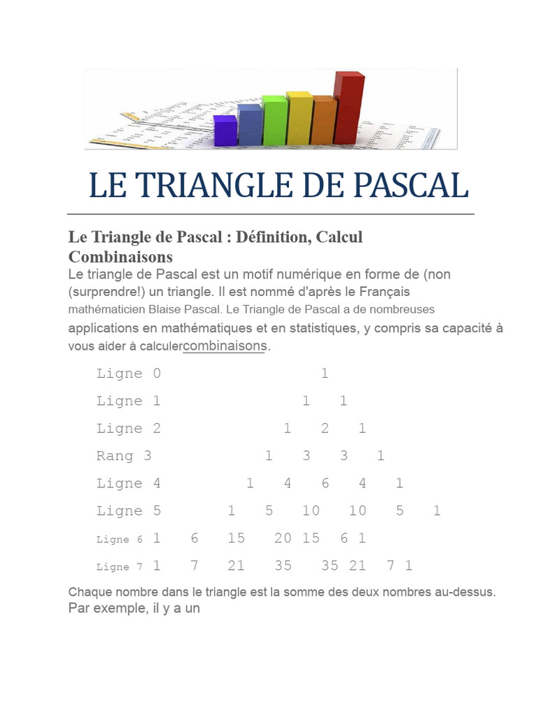Utilisation du Triangle de Pascal | PDF | Somme (arithmétique ...