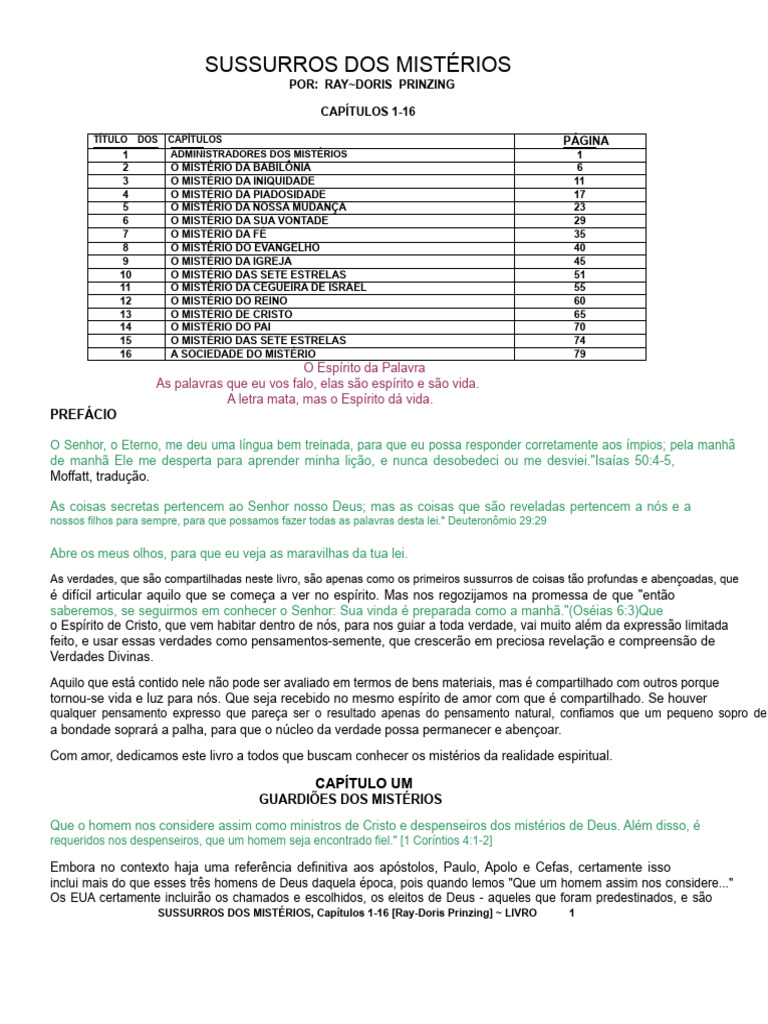 SUSSURROS DOS MISTÉRIOS - Ray Prinzing | PDF | Deus | Revelação